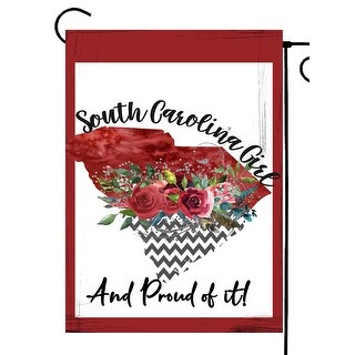 Red and White "South Carolina Girl" Decorative Rectangular Garden Flag
